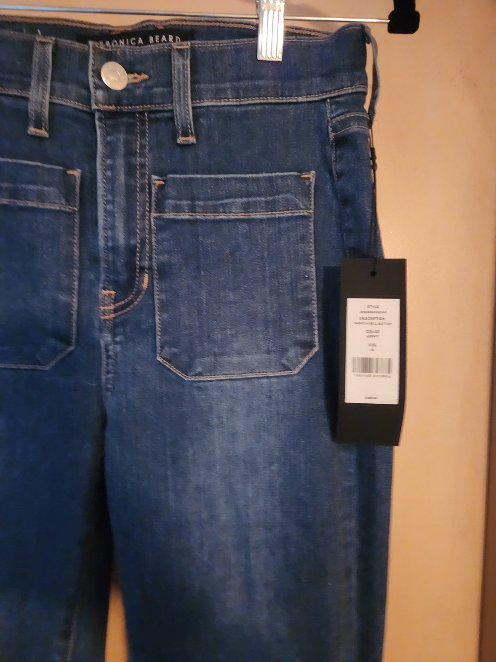 NWT Veronica Beard Sheridan Exaggerated Flare Jeans with Front Patch Pockets - Picture 4 of 10